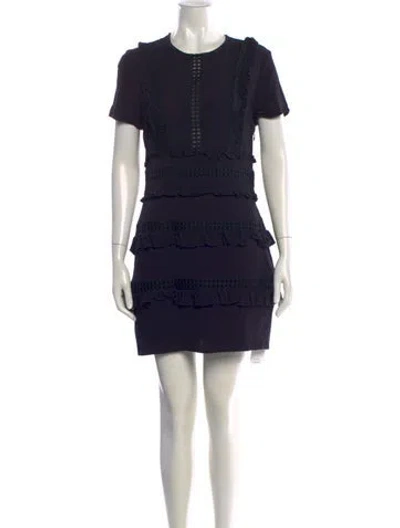 Pre-owned Maje Crew Neck Mini Dress In Black