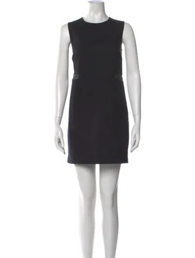 Pre-owned Maje Crew Neck Mini Dress In Black