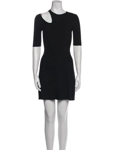 Pre-owned Maje Crew Neck Mini Dress In Black