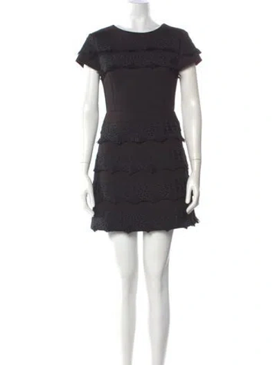 Pre-owned Maje Crew Neck Mini Dress In Black