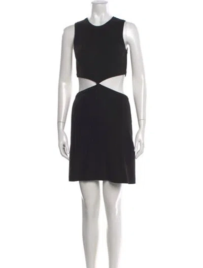 Pre-owned Maje Crew Neck Mini Dress In Black