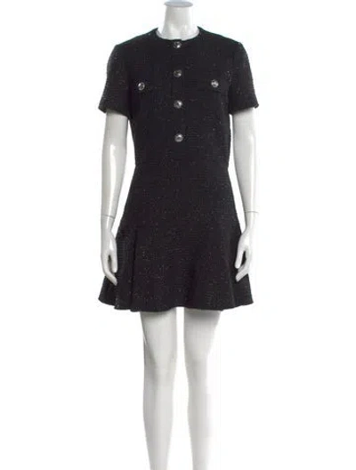 Pre-owned Maje Crew Neck Mini Dress In Black