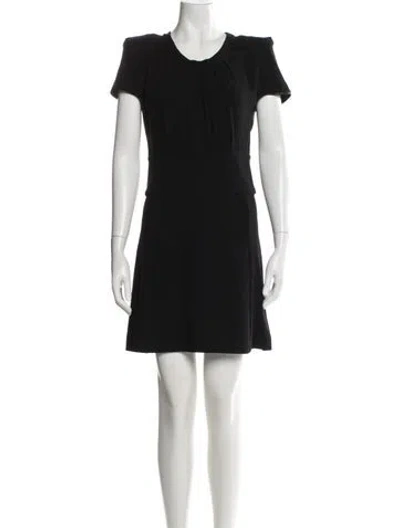 Pre-owned Maje Crew Neck Mini Dress In Black