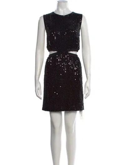 Pre-owned Maje Crew Neck Mini Dress In Black