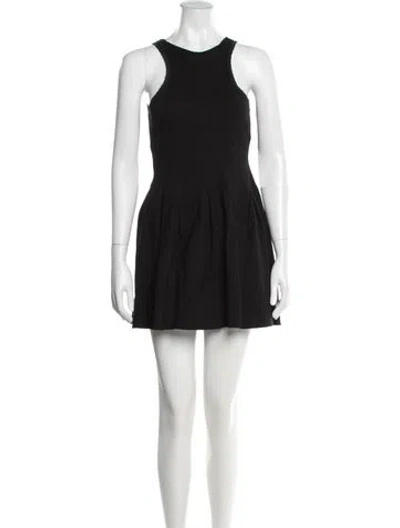 Pre-owned Maje Crew Neck Mini Dress In Black