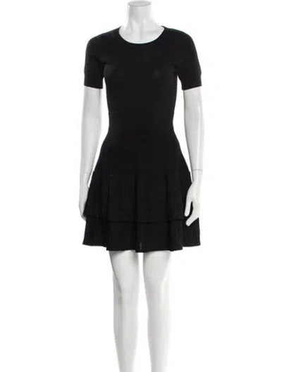Pre-owned Maje Crew Neck Mini Dress In Black