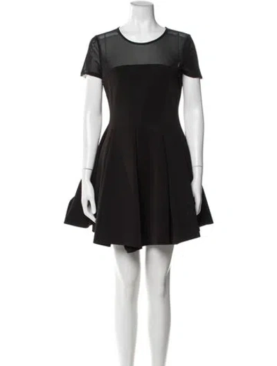 Pre-owned Maje Crew Neck Mini Dress In Black