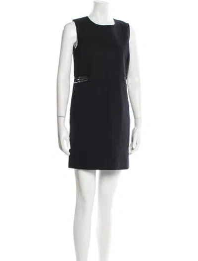 Pre-owned Maje Crew Neck Mini Dress In Black