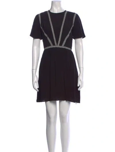 Pre-owned Maje Crew Neck Mini Dress In Black