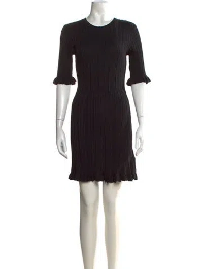 Pre-owned Maje Crew Neck Mini Dress In Black
