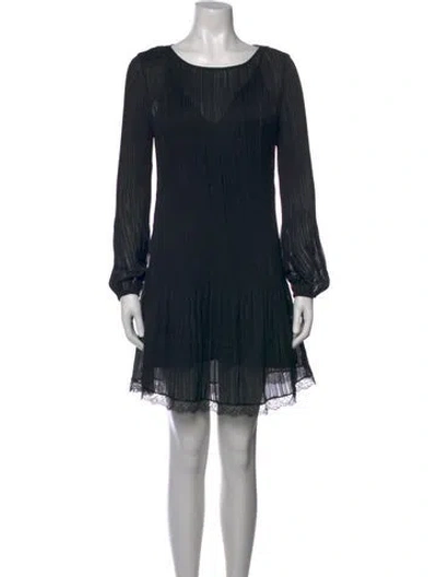 Pre-owned Maje Crew Neck Mini Dress In Black