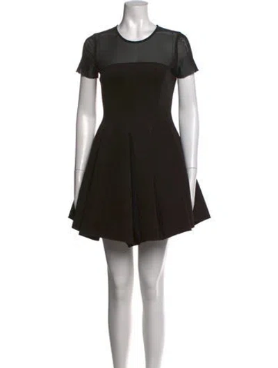 Pre-owned Maje Crew Neck Mini Dress In Black