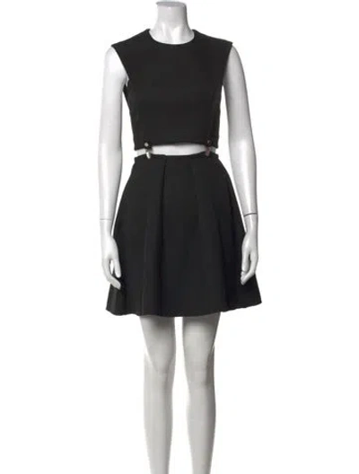 Pre-owned Maje Crew Neck Mini Dress In Black