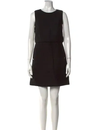 Pre-owned Maje Crew Neck Mini Dress In Black