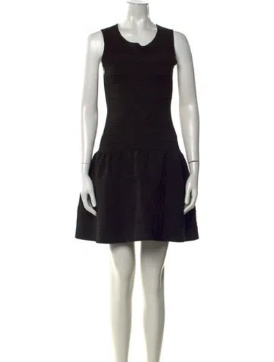 Pre-owned Maje Crew Neck Mini Dress In Black/white