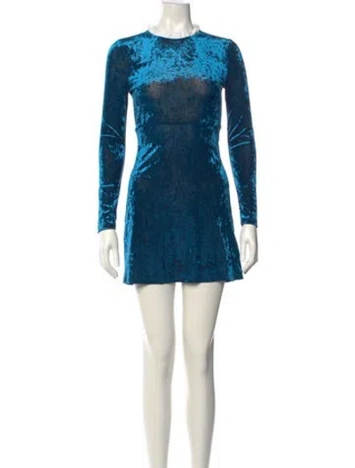 Pre-owned Maje Crew Neck Mini Dress In Blue