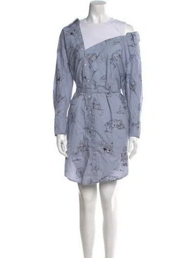 Pre-owned Maje Crew Neck Mini Dress In Blue
