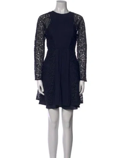 Pre-owned Maje Crew Neck Mini Dress In Blue