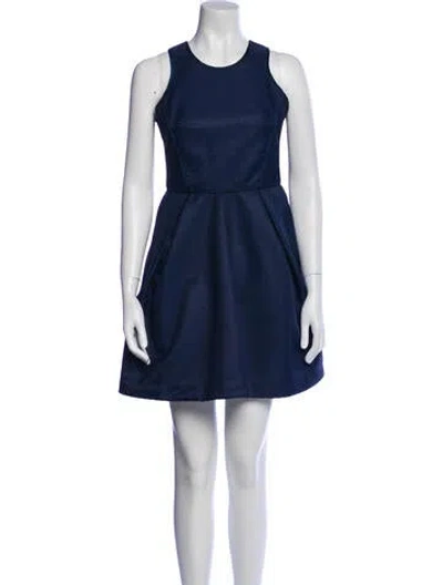 Pre-owned Maje Crew Neck Mini Dress In Blue