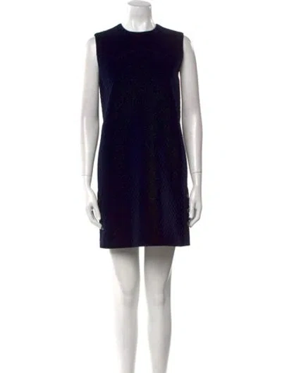 Pre-owned Maje Crew Neck Mini Dress In Blue
