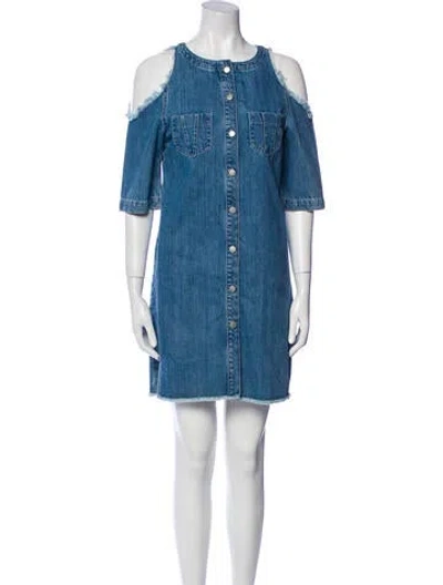 Pre-owned Maje Crew Neck Mini Dress In Blue