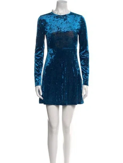 Pre-owned Maje Crew Neck Mini Dress In Blue