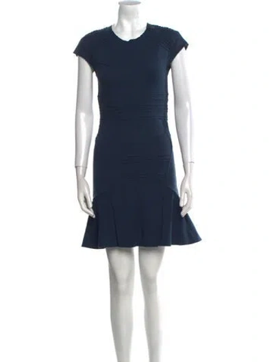 Pre-owned Maje Crew Neck Mini Dress In Blue