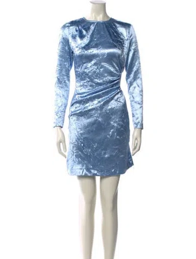 Pre-owned Maje Crew Neck Mini Dress In Blue