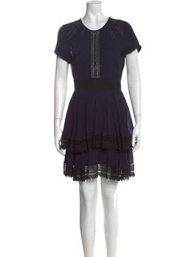 Pre-owned Maje Crew Neck Mini Dress In Blue