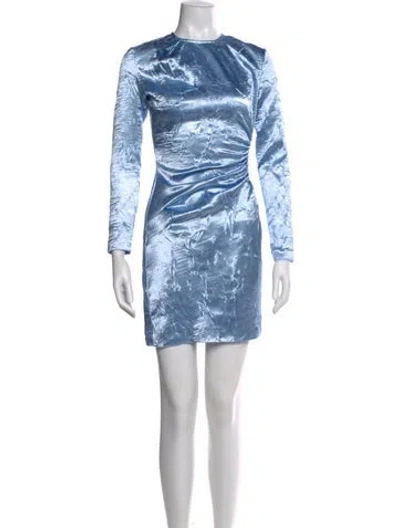 Pre-owned Maje Crew Neck Mini Dress In Blue