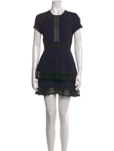 Pre-owned Maje Crew Neck Mini Dress In Blue