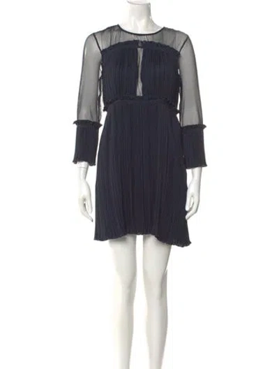 Pre-owned Maje Crew Neck Mini Dress In Blue