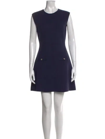 Pre-owned Maje Crew Neck Mini Dress In Blue