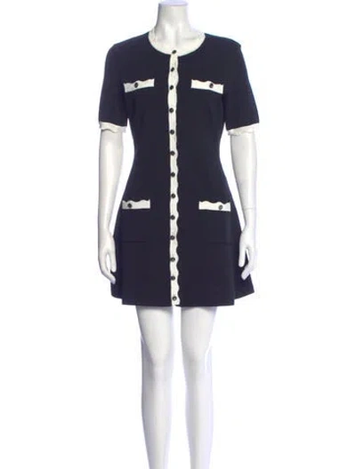 Pre-owned Maje Crew Neck Mini Dress In Blue