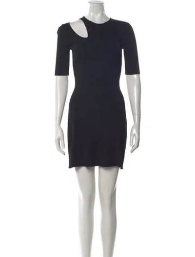 Pre-owned Maje Crew Neck Mini Dress In Blue