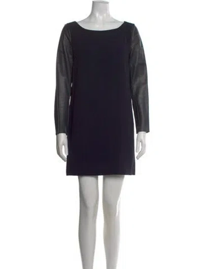 Pre-owned Maje Crew Neck Mini Dress In Blue