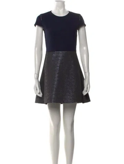 Pre-owned Maje Crew Neck Mini Dress In Blue