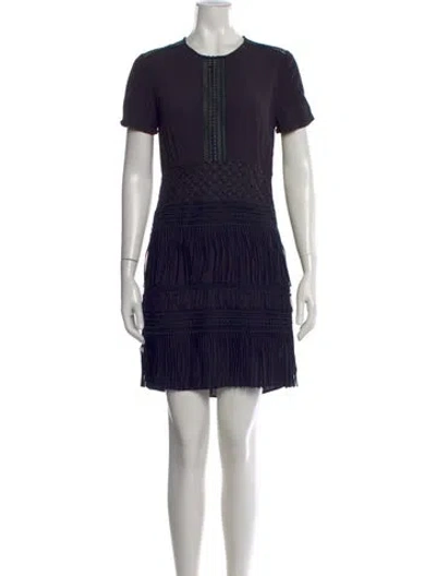 Pre-owned Maje Crew Neck Mini Dress In Blue