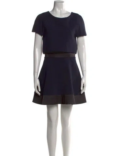 Pre-owned Maje Crew Neck Mini Dress In Blue