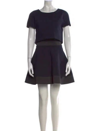Pre-owned Maje Crew Neck Mini Dress In Blue