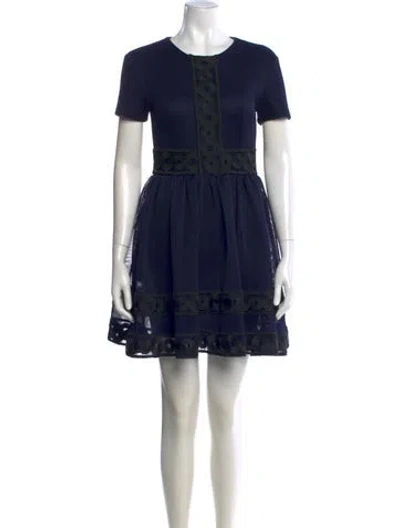 Pre-owned Maje Crew Neck Mini Dress In Blue