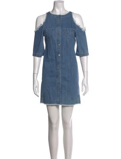 Pre-owned Maje Crew Neck Mini Dress In Blue