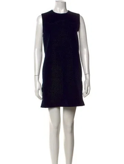 Pre-owned Maje Crew Neck Mini Dress In Blue