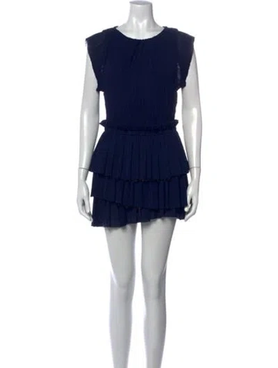 Pre-owned Maje Crew Neck Mini Dress In Blue