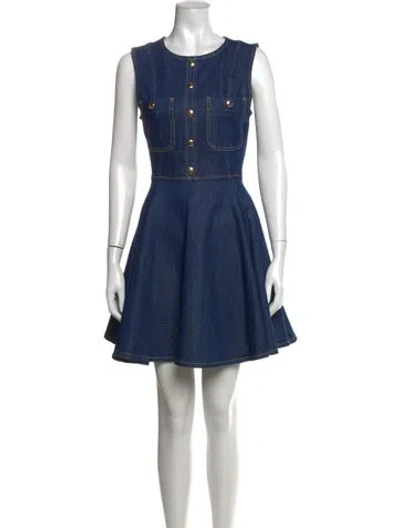 Pre-owned Maje Crew Neck Mini Dress In Blue