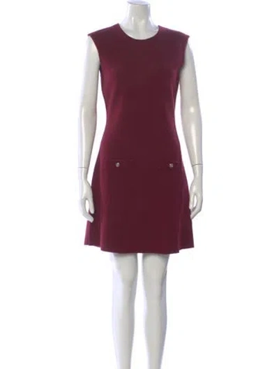 Pre-owned Maje Crew Neck Mini Dress In Burgundy