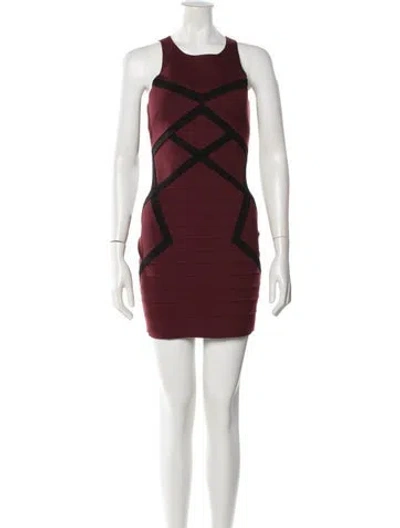 Pre-owned Maje Crew Neck Mini Dress In Burgundy