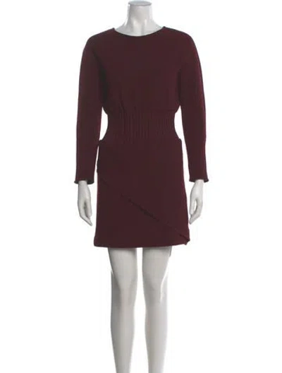 Pre-owned Maje Crew Neck Mini Dress In Burgundy