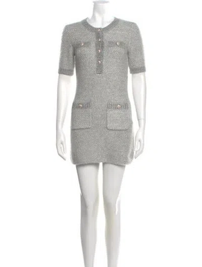 Pre-owned Maje Crew Neck Mini Dress In Gray