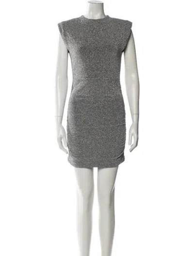 Pre-owned Maje Crew Neck Mini Dress In Gray